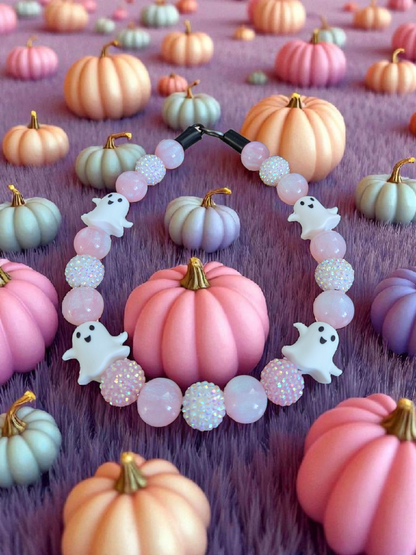Pink a Boo Halloween Dog Collar – Custom Colours & Beads – Handmade Pet Necklace – Custom Collar for All Size Dogs