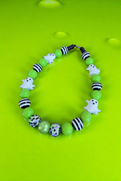 Slimer Halloween Dog Collar – Custom Colours & Beads – Handmade Pet Necklace – Custom Collar for All Size Dogs