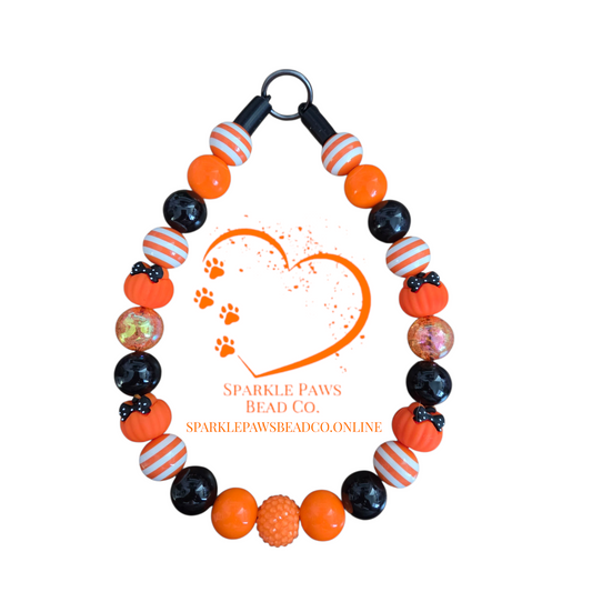 Pupkin Spice Halloween Dog Collar – Custom Colours & Beads – Handmade Pet Necklace – Custom Collar for All Size Dogs