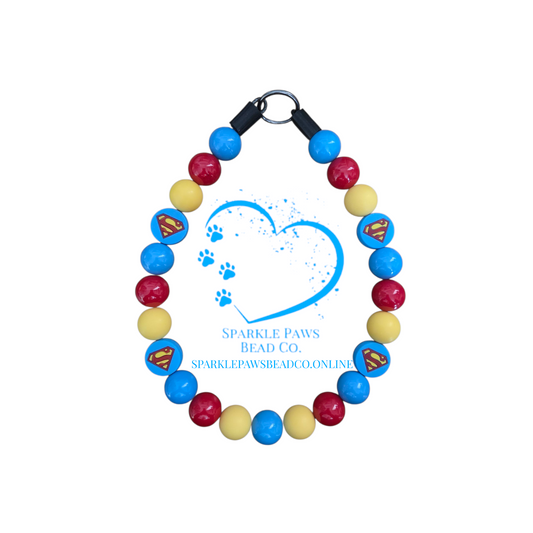 SuperPup! Beaded Collar, Dog Fashion, Beaded Dog Collar, Cute Accessories for Dogs, Dog Necklace, Fun Gift for Pet Lovers, Dog Collar