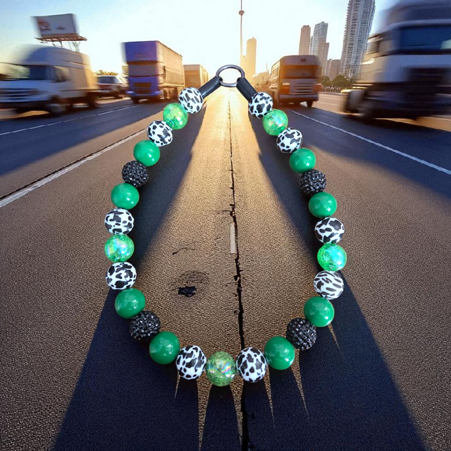 Life is a Highway Beaded Dog Collar – Handmade Pet Necklace – Cute Custom Collar for All Size Dogs