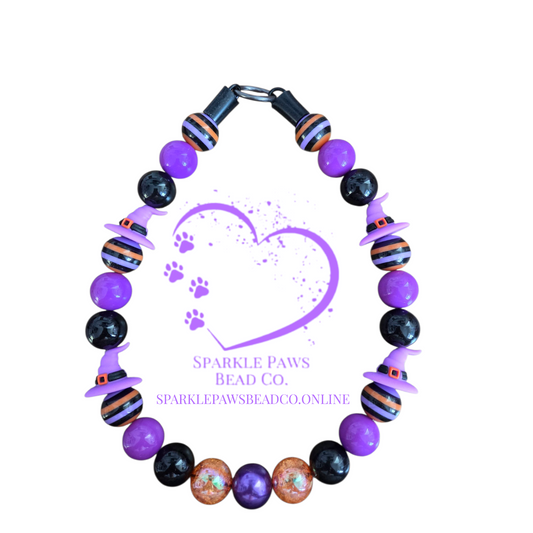 Wicked Winnie Halloween Dog Collar – Custom Colours & Beads – Handmade Pet Necklace – Custom Collar for All Size Dogs