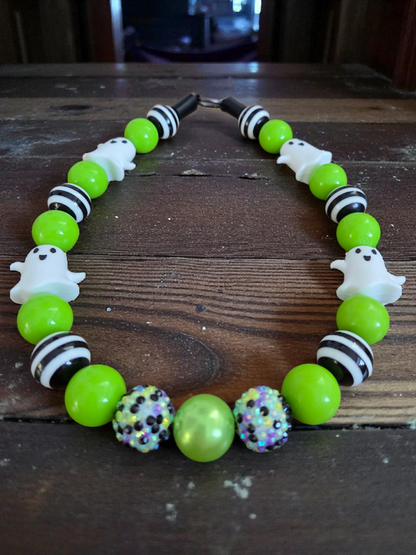 Slimer Halloween Dog Collar – Custom Colours & Beads – Handmade Pet Necklace – Custom Collar for All Size Dogs