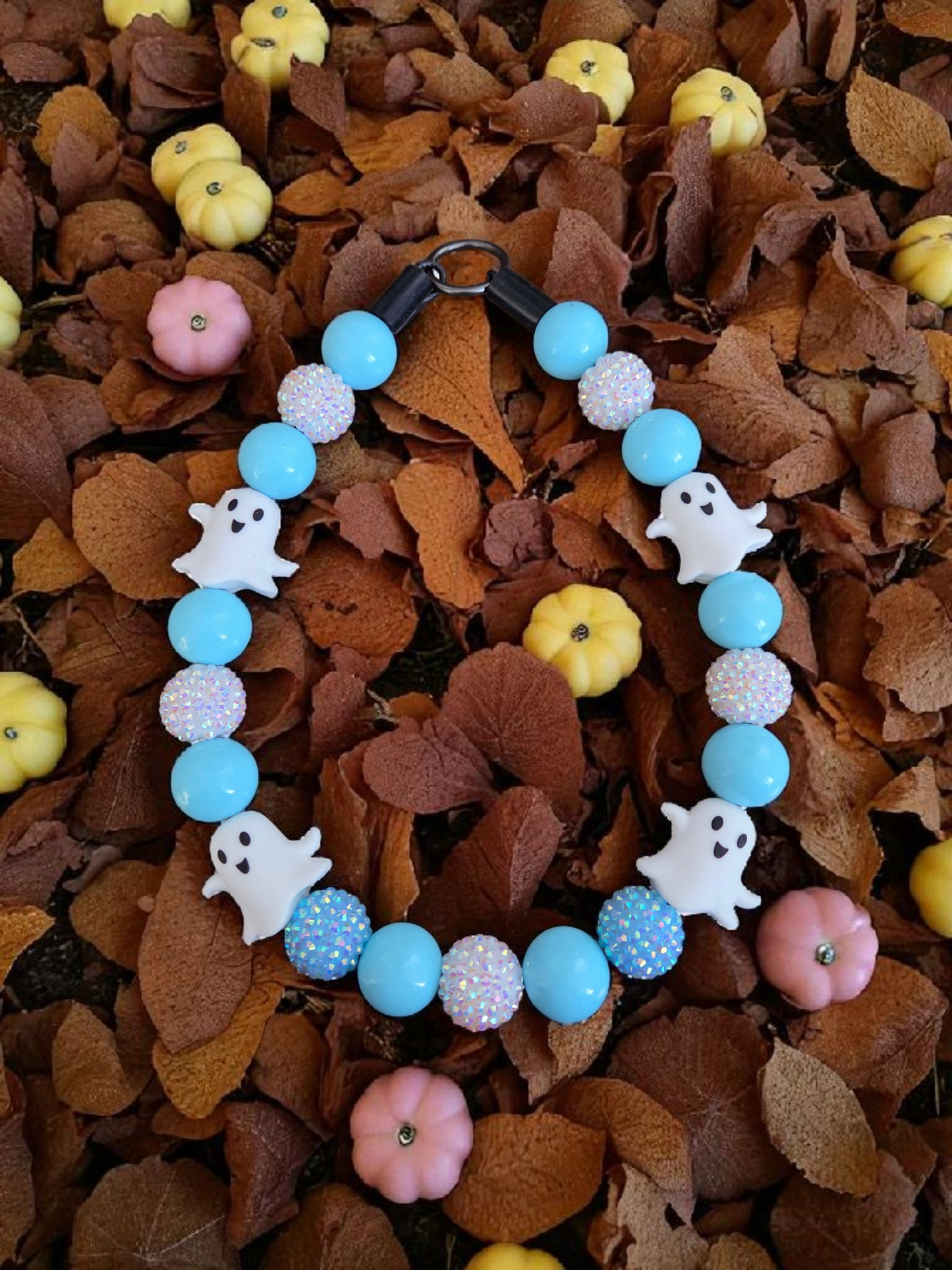Bootiful Blue Halloween Dog Collar – Custom Colours & Beads – Handmade Pet Necklace – Custom Collar for All Size Dogs
