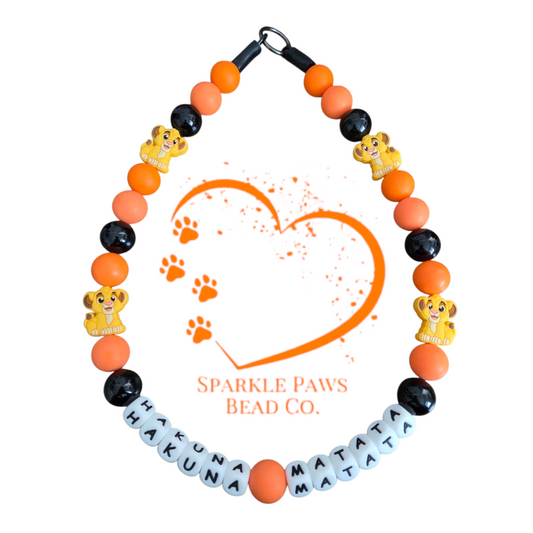 Simba (Pablo's Version) Beaded Dog Collar – Handmade Pet Necklace – Cute Custom Collar for Small to Large Dogs