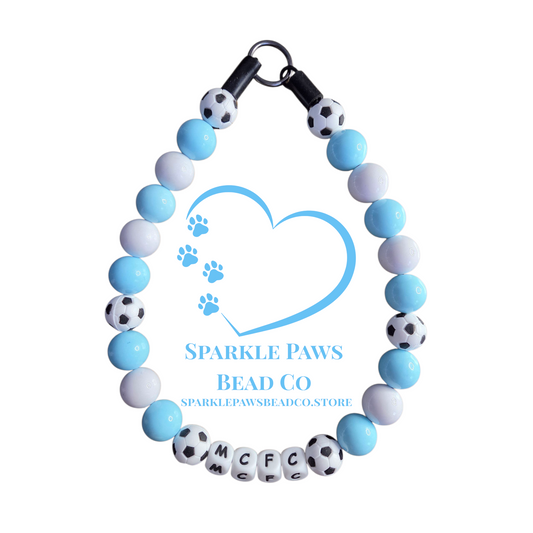 Football Team Dog Collar – Custom Colours & Beads – Handmade Pet Necklace – Custom Collar for All Size Dogs