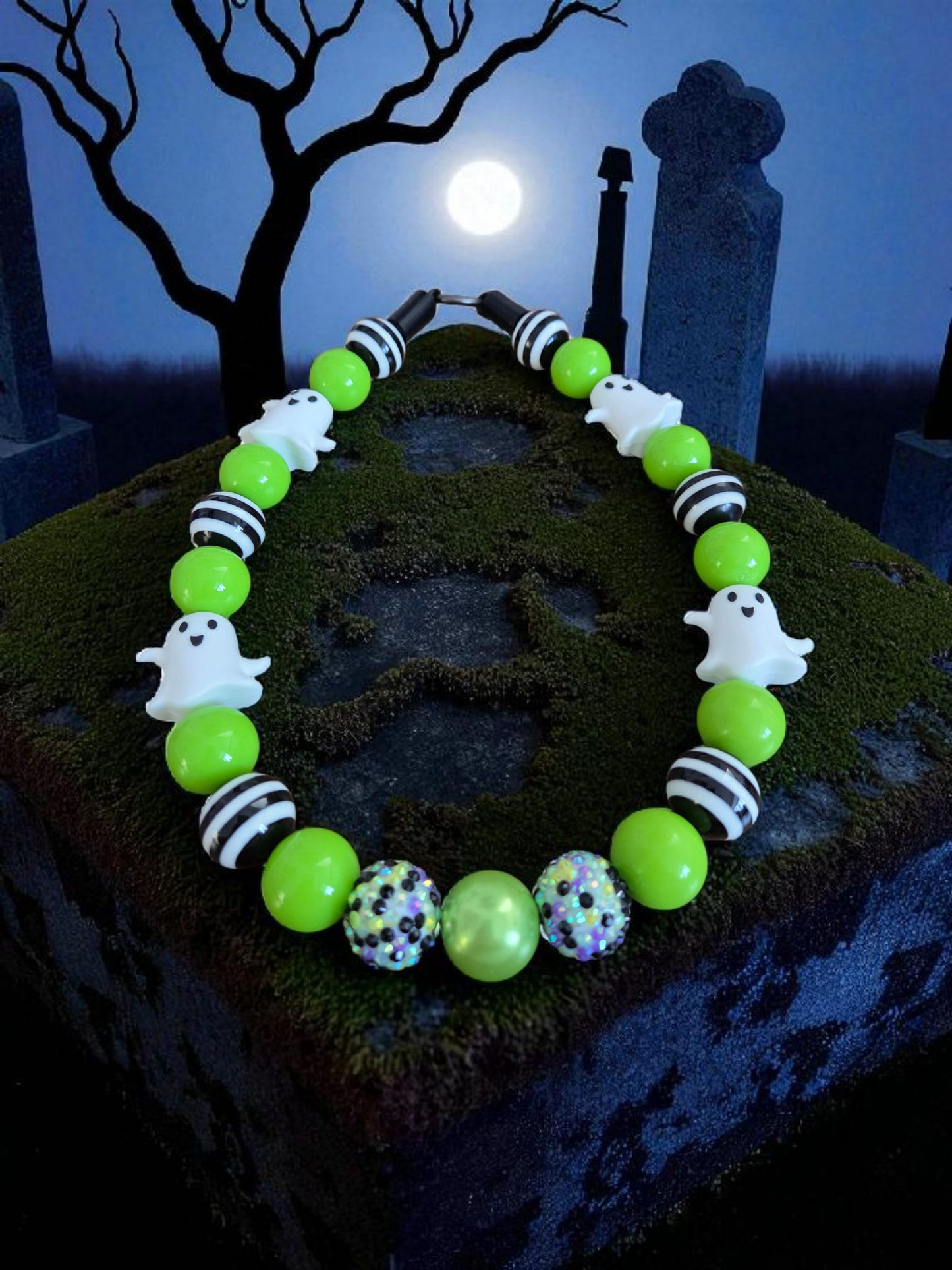 Slimer Halloween Dog Collar – Custom Colours & Beads – Handmade Pet Necklace – Custom Collar for All Size Dogs
