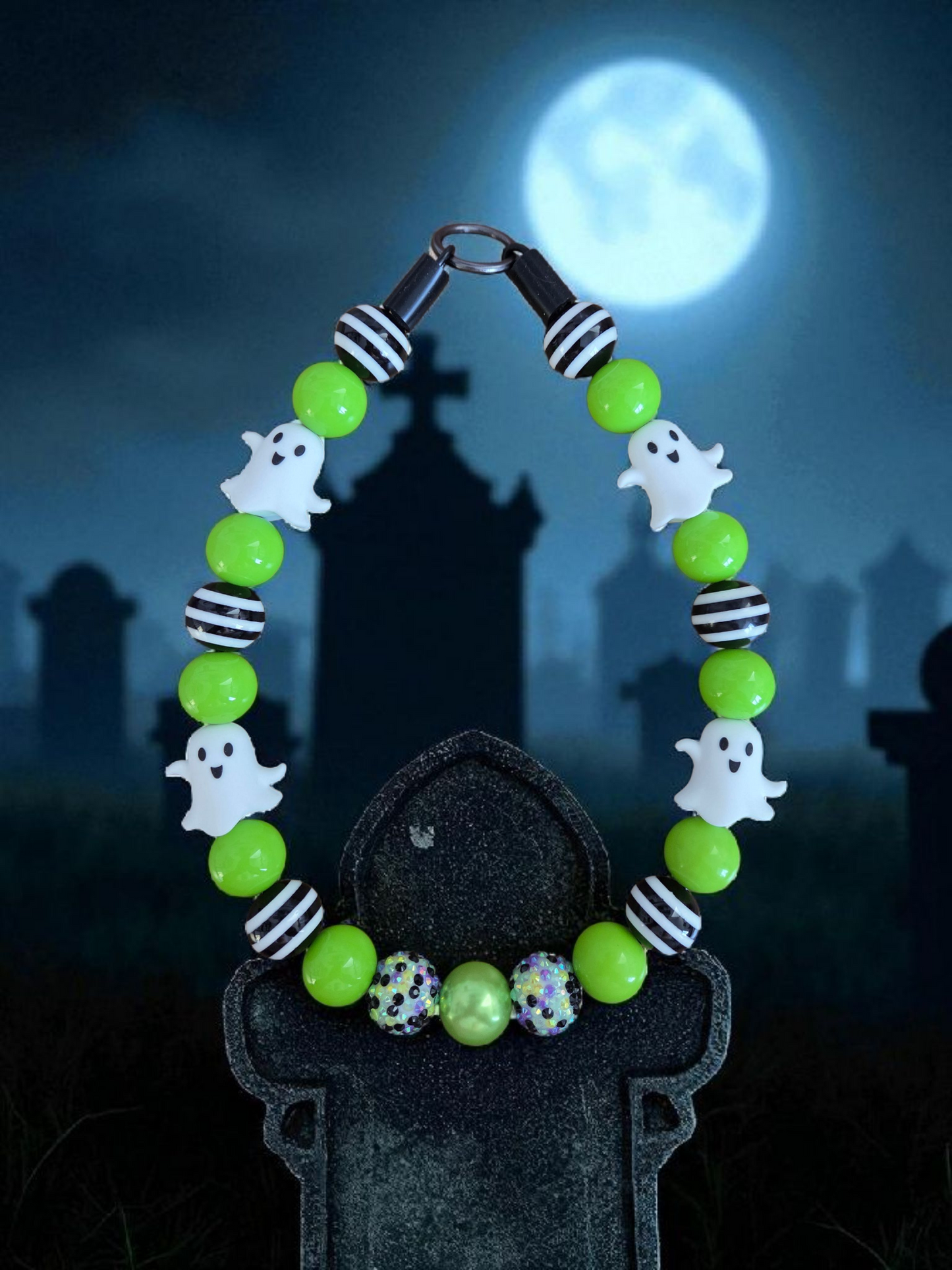 Slimer Halloween Dog Collar – Custom Colours & Beads – Handmade Pet Necklace – Custom Collar for All Size Dogs