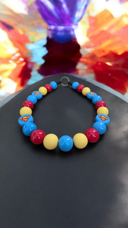 SuperPup! Beaded Collar, Dog Fashion, Beaded Dog Collar, Cute Accessories for Dogs, Dog Necklace, Fun Gift for Pet Lovers, Dog Collar