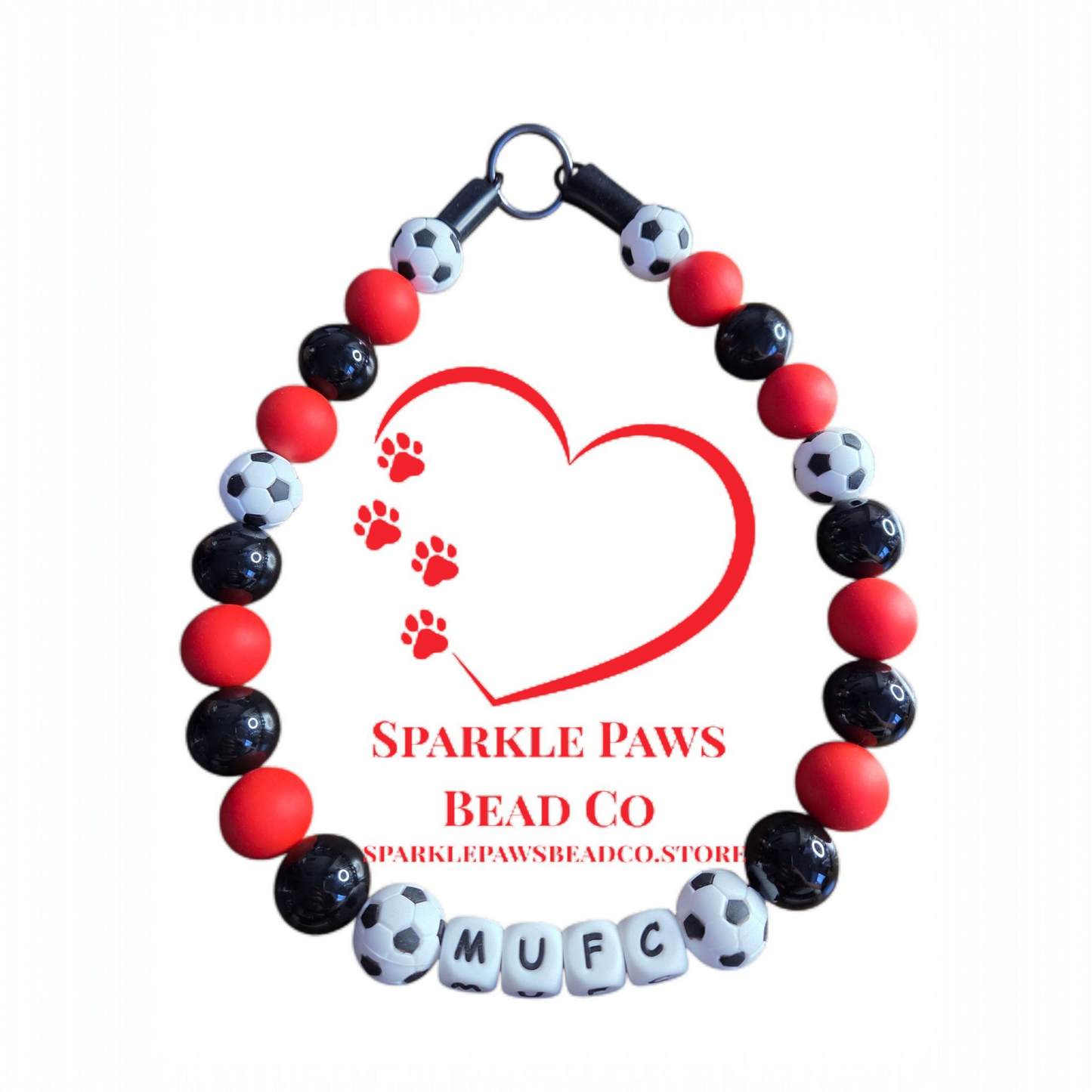 Football Team Dog Collar – Custom Colours & Beads – Handmade Pet Necklace – Custom Collar for All Size Dogs