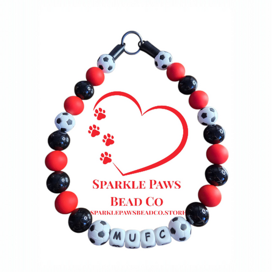 Football Team Dog Collar – Custom Colours & Beads – Handmade Pet Necklace – Custom Collar for All Size Dogs