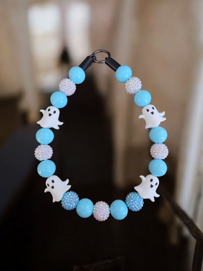 Bootiful Blue Halloween Dog Collar – Custom Colours & Beads – Handmade Pet Necklace – Custom Collar for All Size Dogs