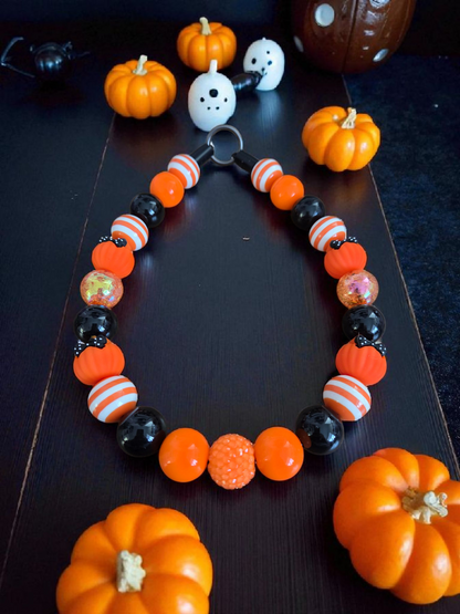 Pupkin Spice Halloween Dog Collar – Custom Colours & Beads – Handmade Pet Necklace – Custom Collar for All Size Dogs